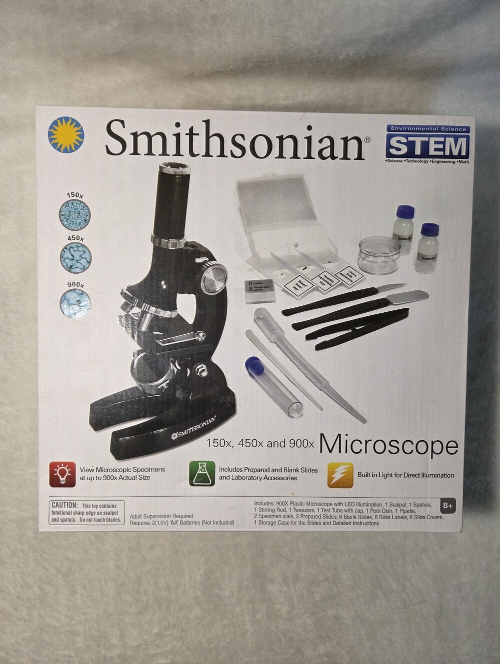Smithsonian 150x/450x/900x Microscope Kit with Built-in Light